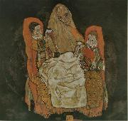 Egon Schiele Mutter mit zwei Kindern oil on canvas